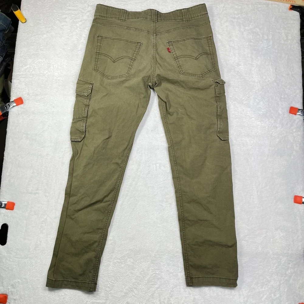 Levi Strauss Two Horse Cargo Skinny Jeans Mens Olive Green Denim Utility - 33X30